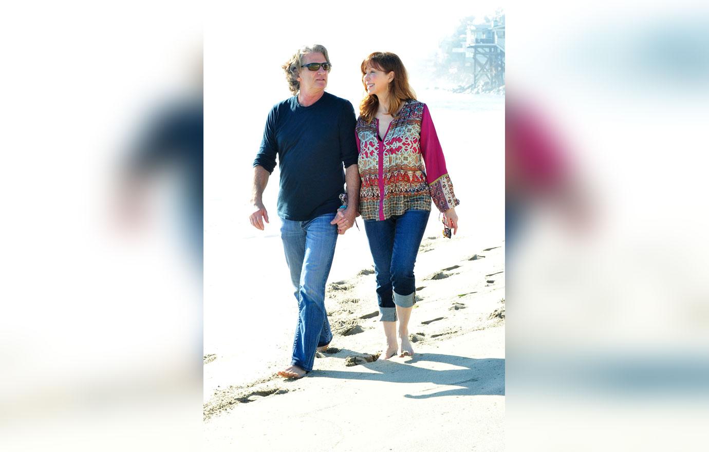 Victoria Principal Walking on the Beach With Rumored Boyfriend Rick Osborn