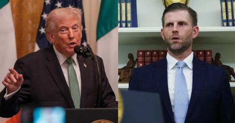 Split photo of Donald and Eric Trump