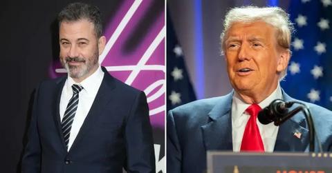 Split photo of Jimmy Kimmel and Donald Trump