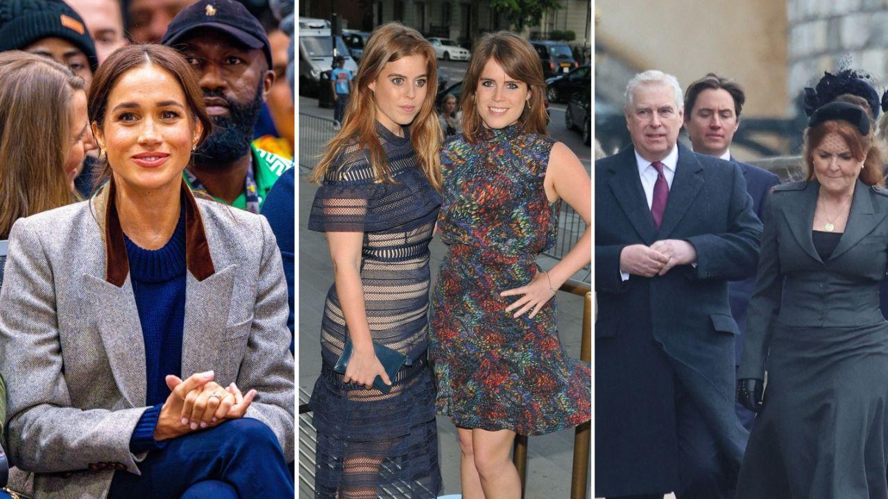 Princess Eugenie, Princess Beatrice, Meghan Markle, Sarah Ferguson, Andrew Mountbatten-Windsor 