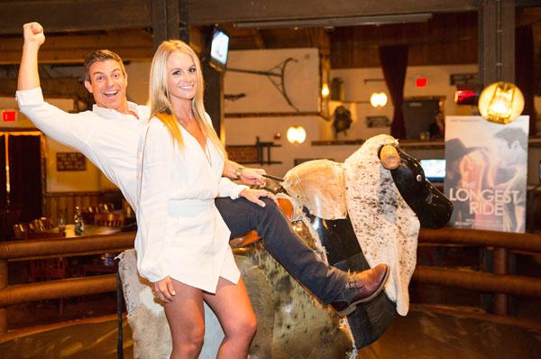 Jeff Schroeder and Jordan Lloyd at the release party of The Longest Ride at Saddle Ranch Chop House in LA