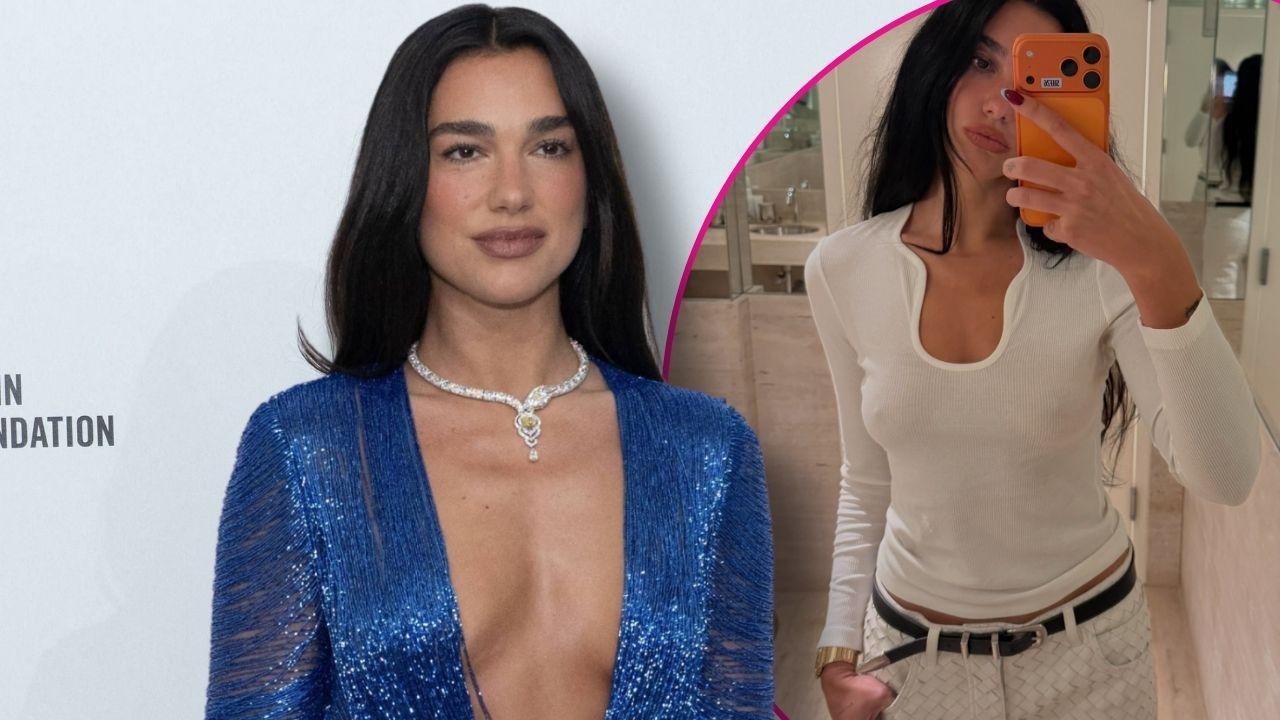 dua lipa braless white see through top photo