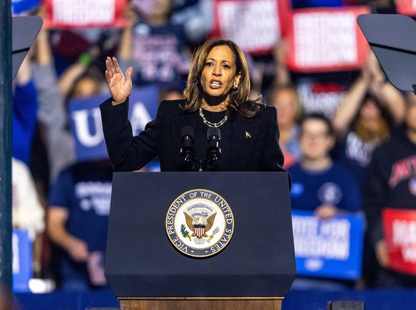 donald trump begs supporters stay in line polls kamala harris election