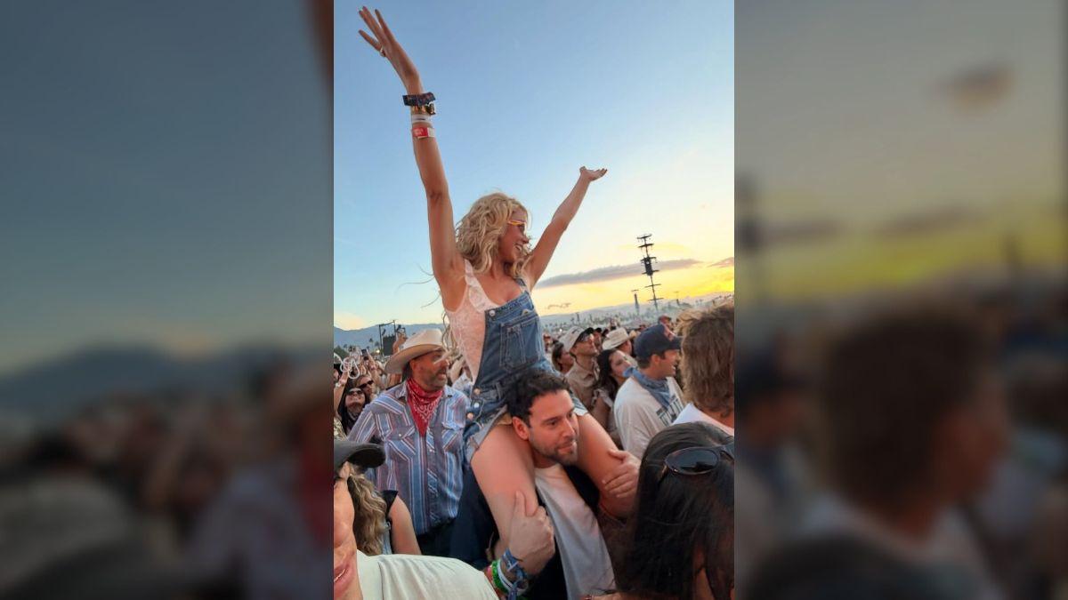 Photo of Sydney Sweeney could be seen sitting on Scooter Braun's shoulders while at Stagecoach. 