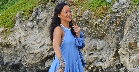 Rihanna side boob beach barbados