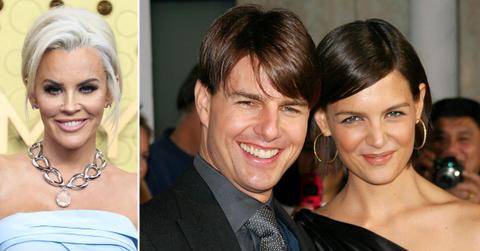 Split image of Jenny McCarthy, Tom Cruise, and Katie Holmes