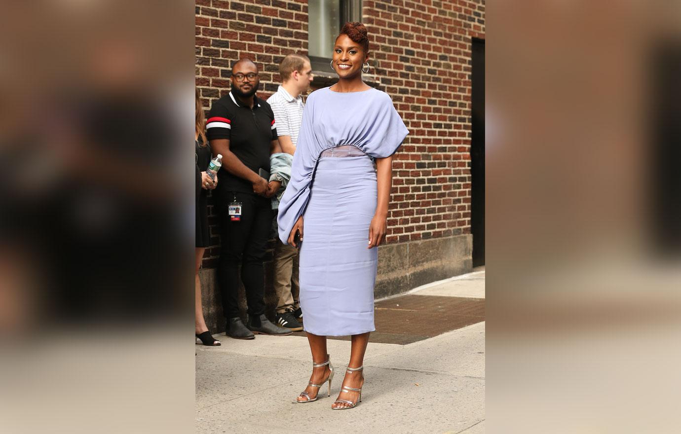 Issa Rae seen arriving at the Stephen Colbert Show in NYC