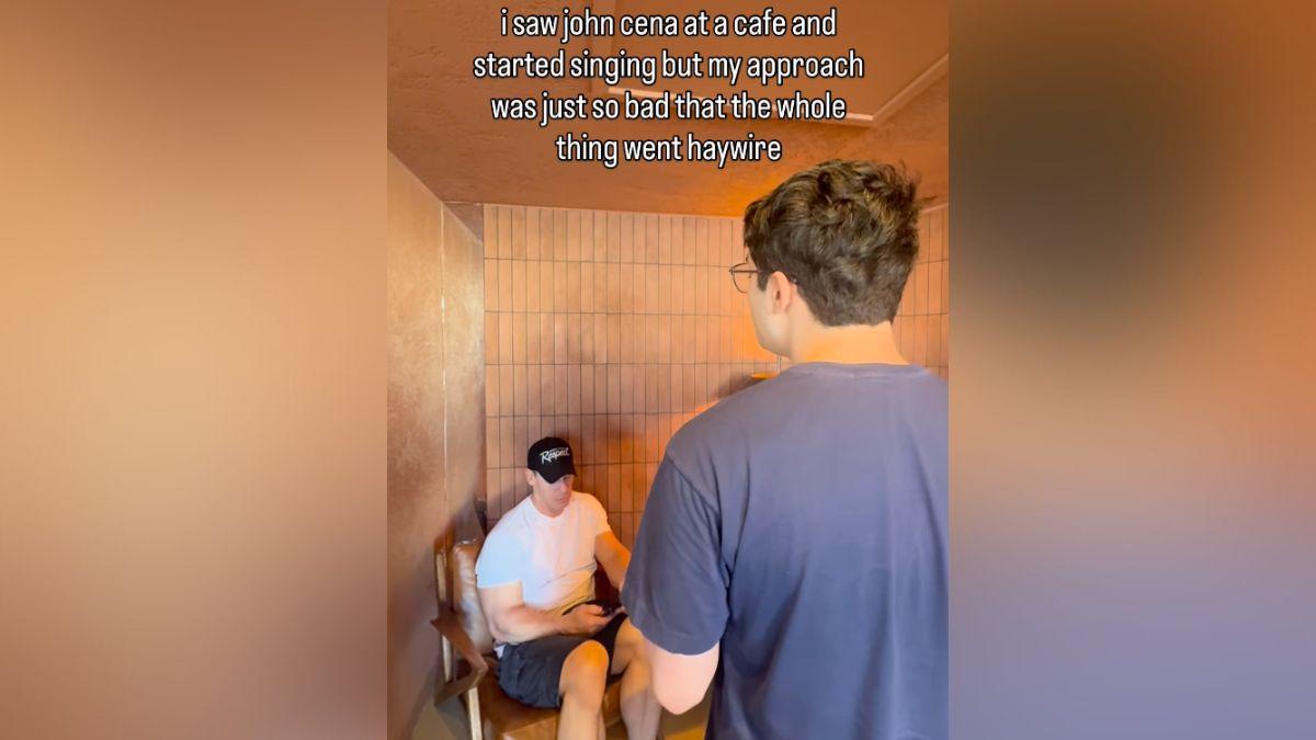 Photo of John Cena scolded social media star Harry Daniels for not saying hello first before he started singing to him.