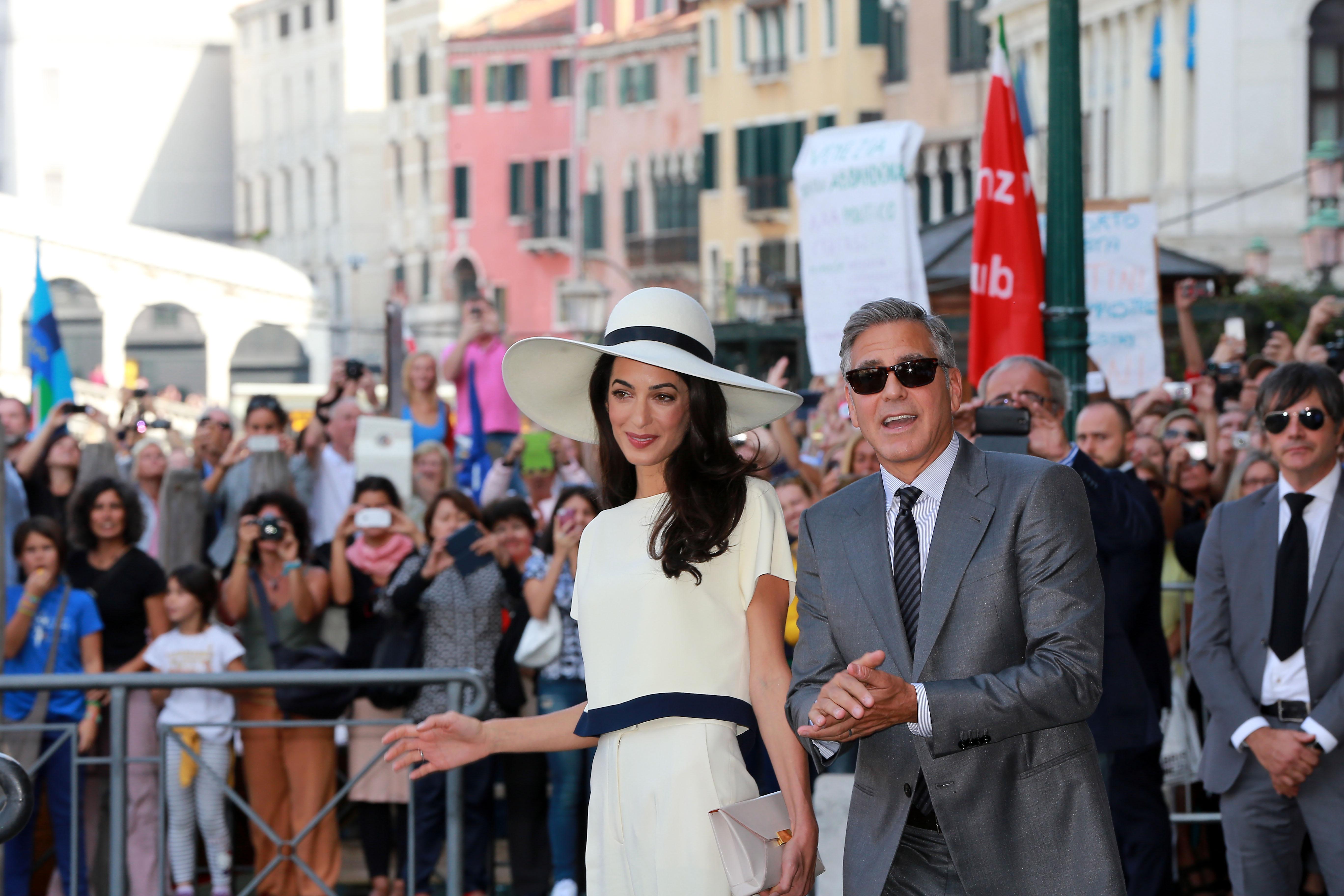 George Clooney and  Amal Alamuddin at Ca&#8217; Farsetti in Venice for wedding