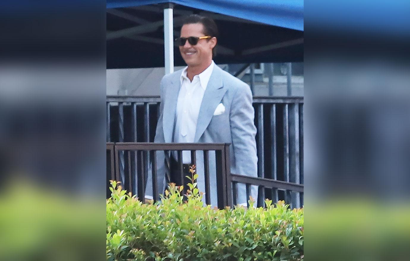 brad pitt looks dapper filming babylon