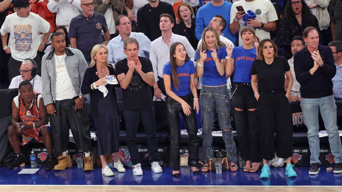 Photo of Taylor Swift excitedly cheered on the Knicks at Game 4 of the NBA Finals.