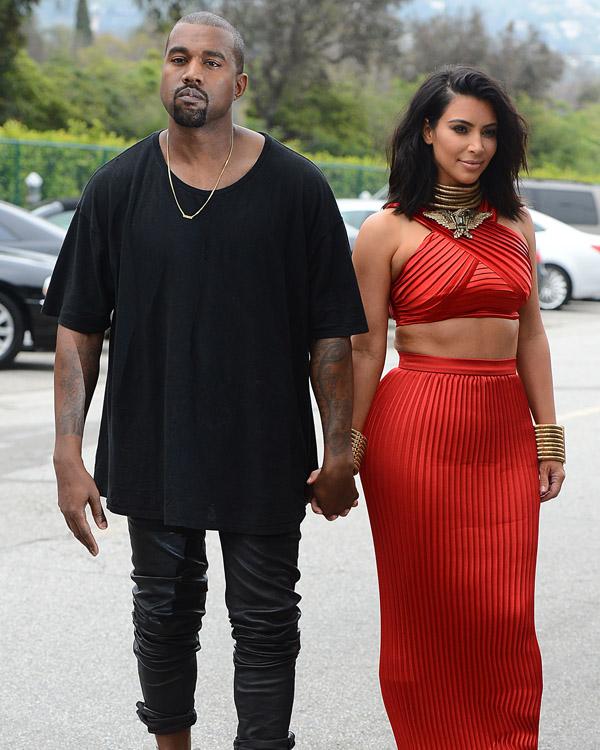 Kanye West and Kim Kardashian arrive at the Roc Nation Luncheon