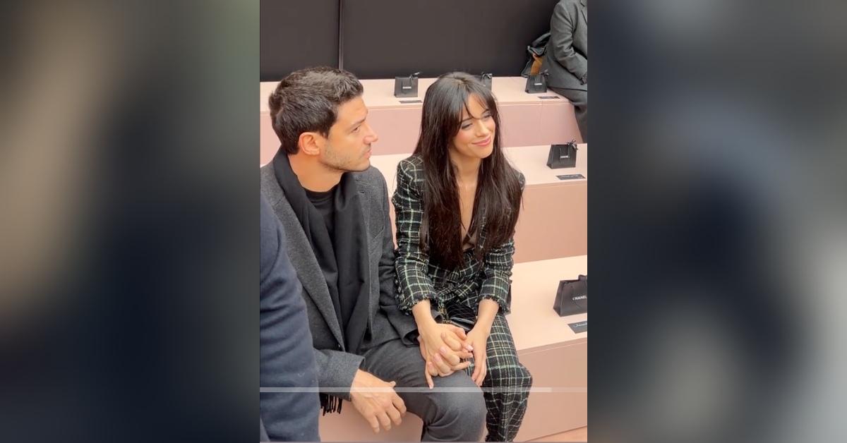 camila cabello low cut blazer paris fashion week boyfriend henry junior chalhoub photos