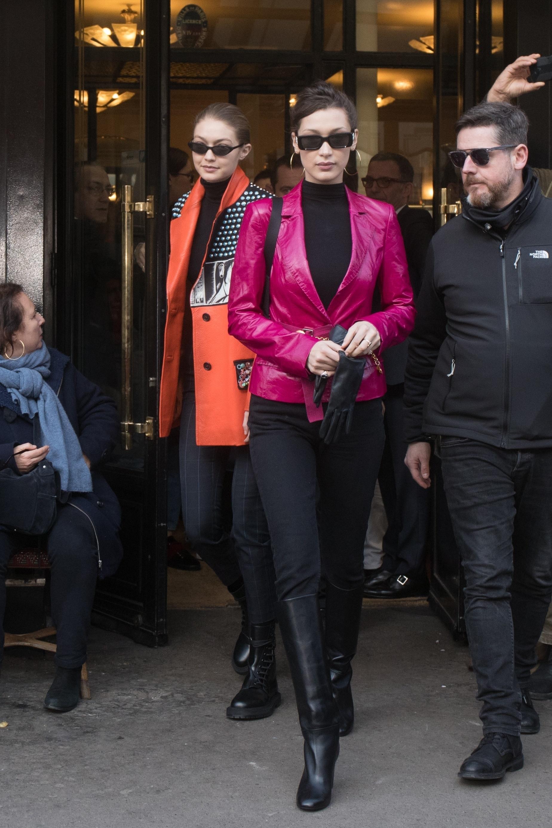 Gigi and Bella Hadid leaving Cafe de Flore in Paris