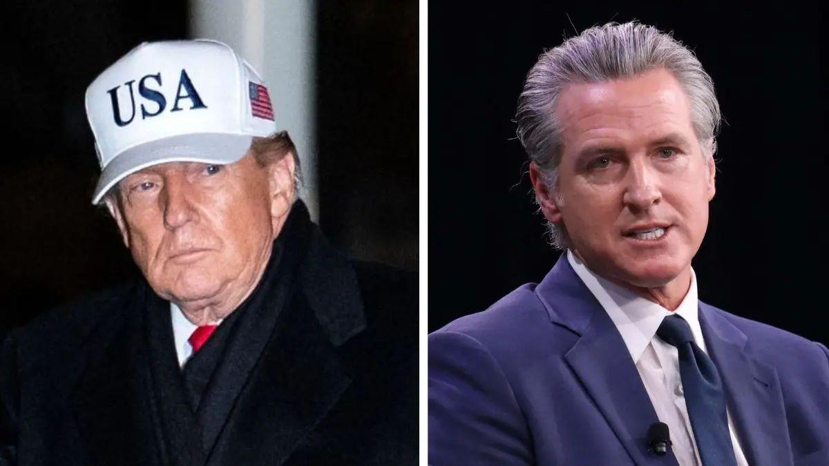 split photo of donald trump and gavin newsom