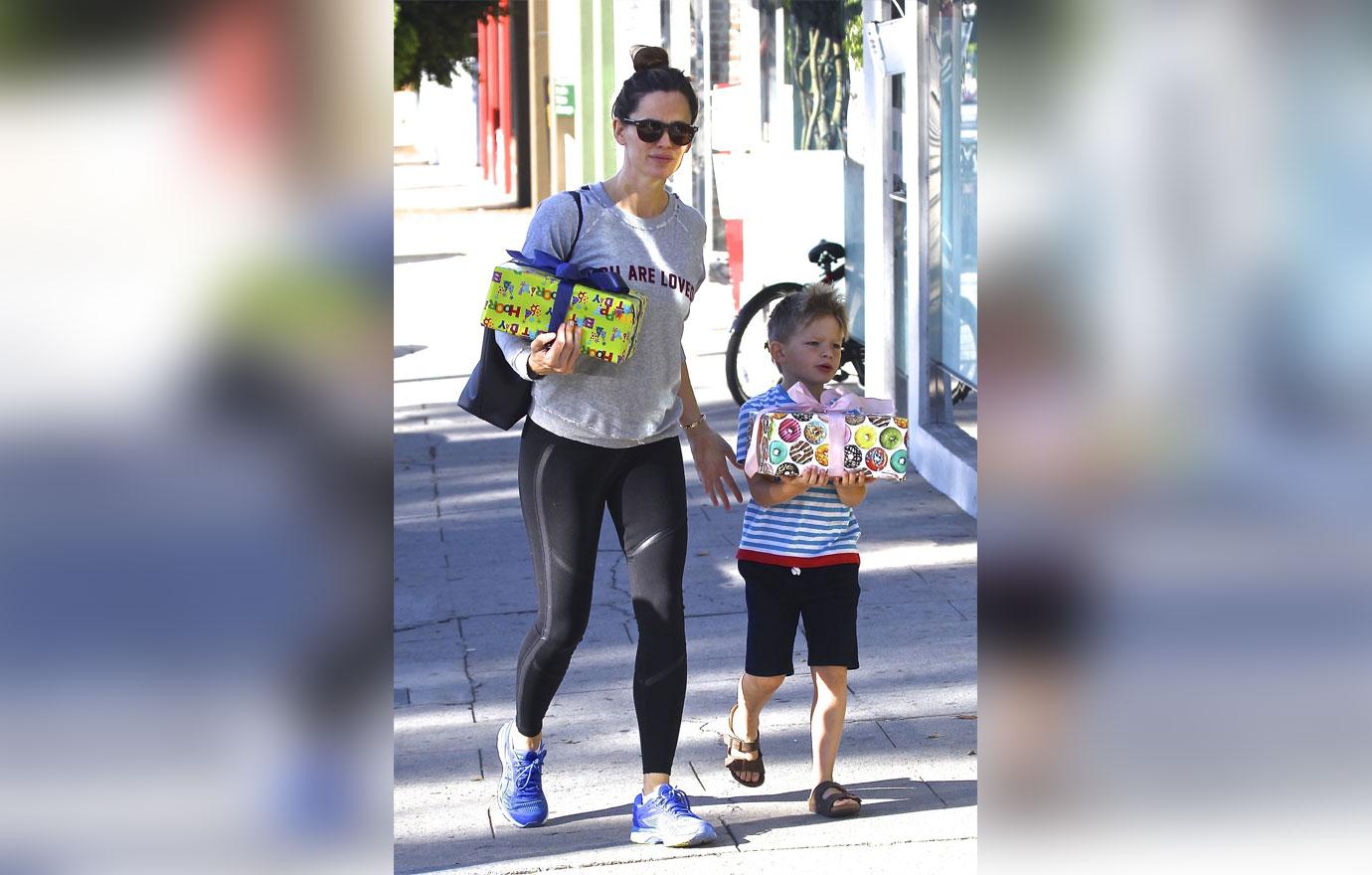 *EXCLUSIVE* Jennifer Garner and her son Samuel are seen heading to a birthday party