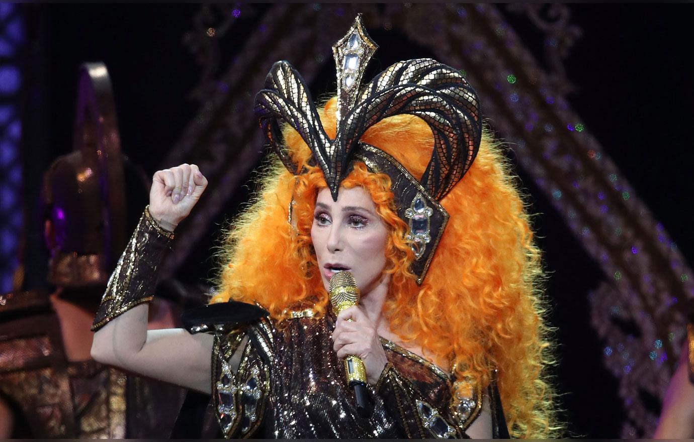 Cher metallic bustier bold headpiece melbourne tour 6