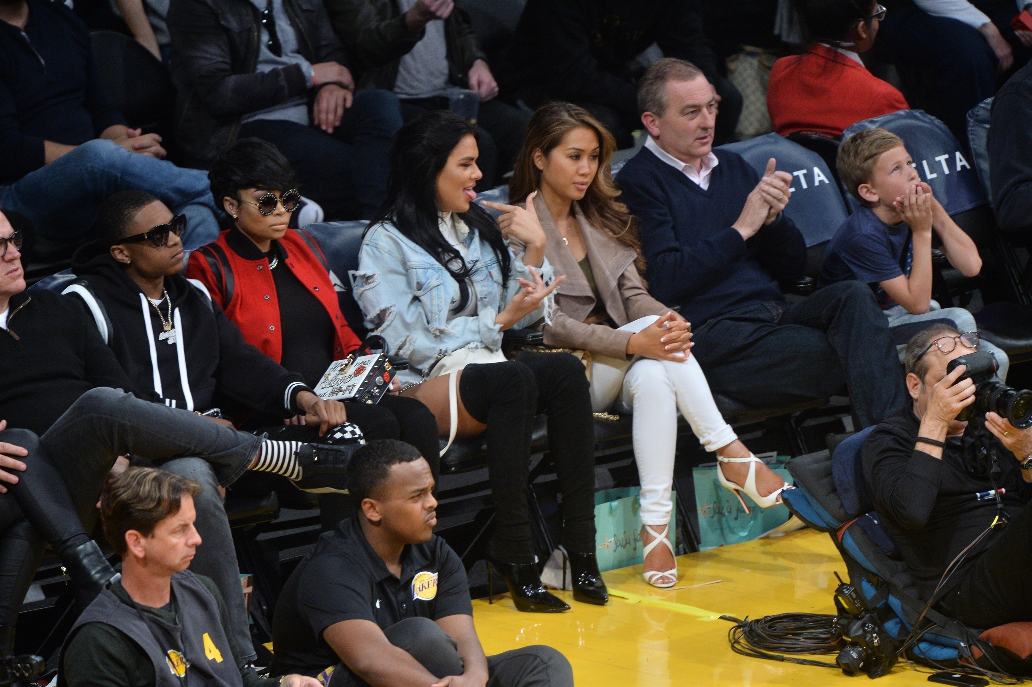 Blac Chyna and YBN Almighty Jay kick off the weekend with friends at the Lakers Game