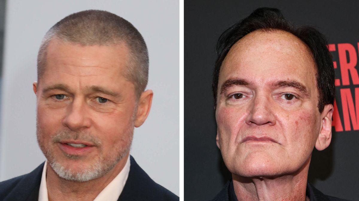 Split photo of Brad Pitt and Quentin Tarantino