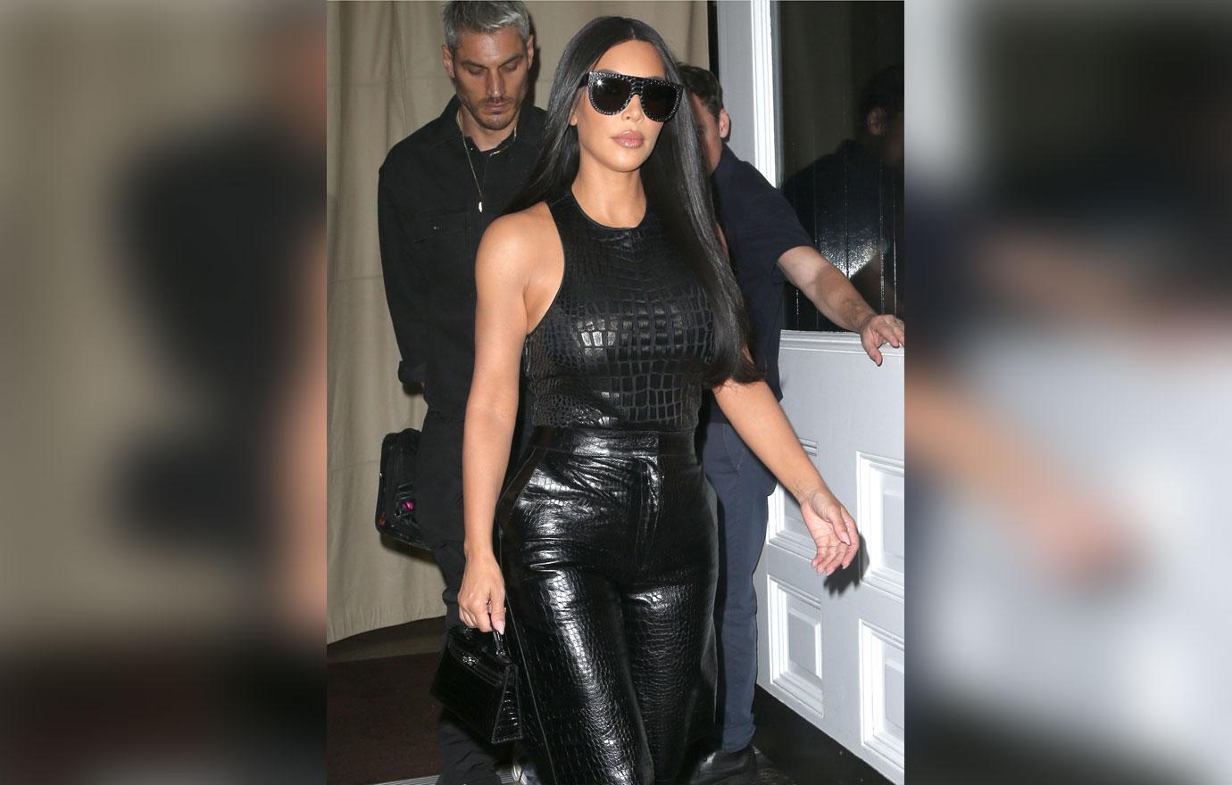 Kim Kardashian In Black Outfit And Sunglasses Rodney Reed