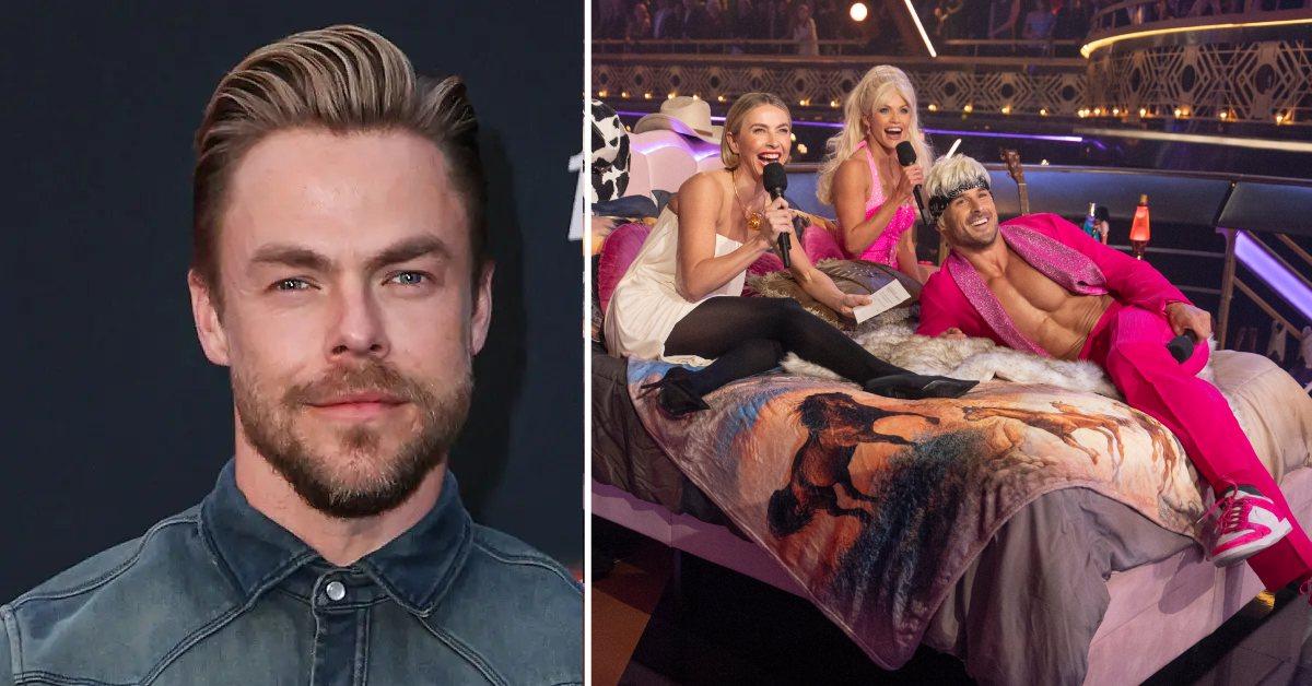 Photo of Derek Hough and a picture of Julianne Hough with Witney Carson and Danny Amendola.