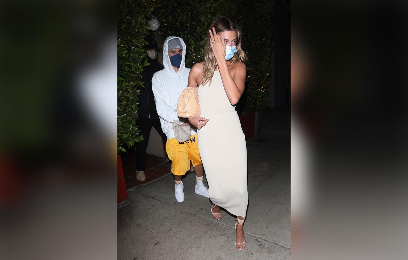 justin bieber hailey bieber grab dinner at giorgio baldi in santa monica