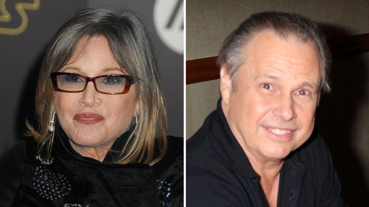Split photo of Carrie Fisher and Todd Fisher.