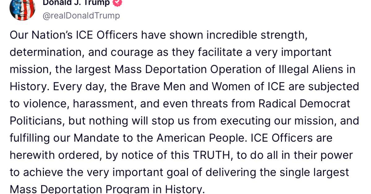 Photo of Donald Trump's Truth Social post