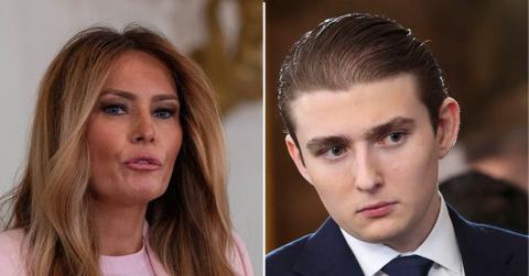 Split photo of Melania and Barron Trump.