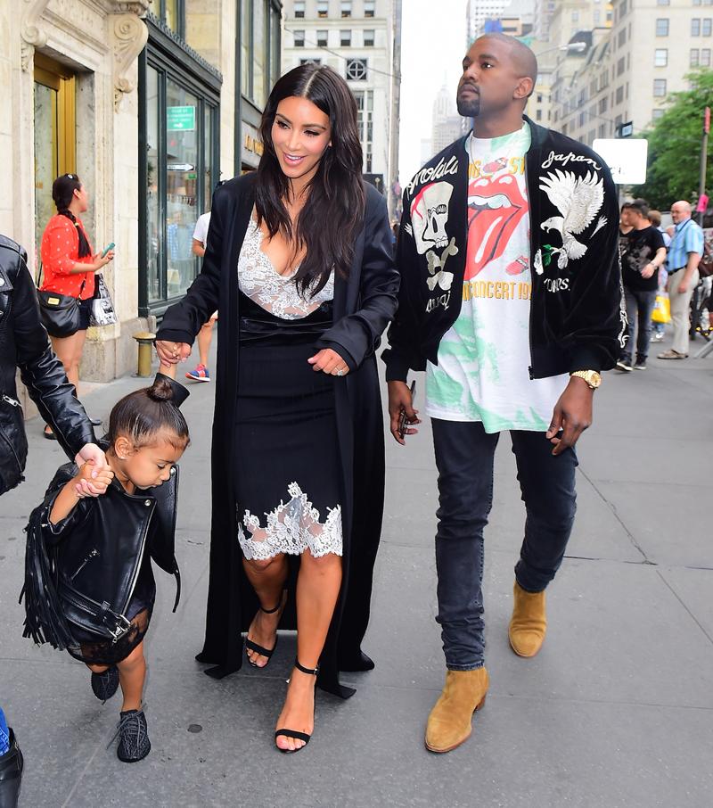 Kim Kardashian, Kanye West and North West Head to Family Dinner in NYC