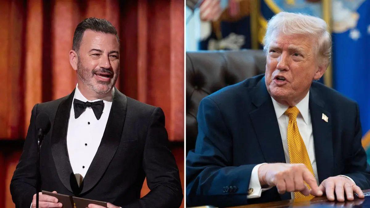 Photo of Jimmy Kimmel joked that Melania Trump and Donald Trump looked 'closer than ever' while sharing a video of them awkwardly holding hands.