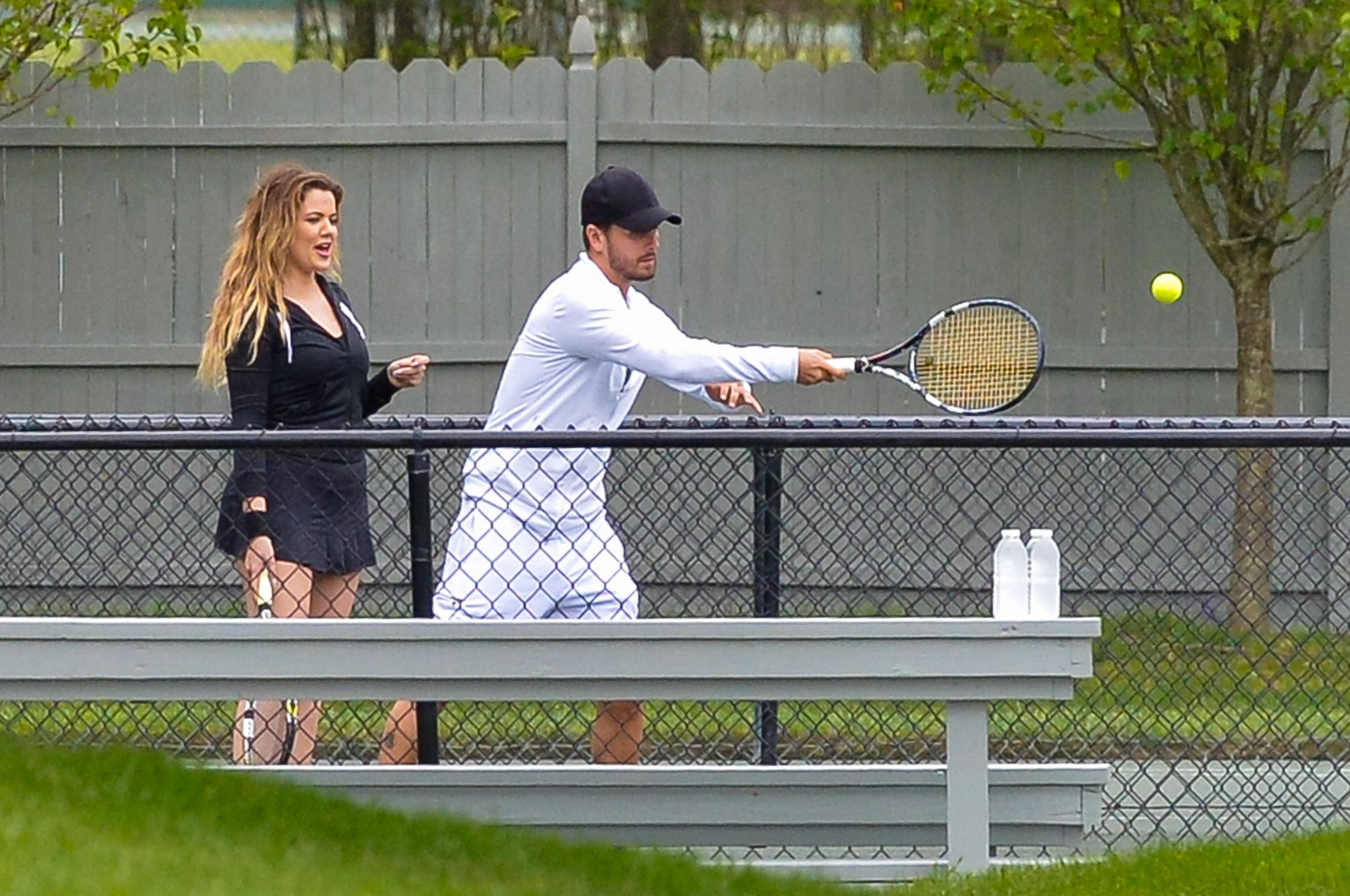 Khloe Kardashian and Scott Disick take tennis lessons in East Hampton, New York