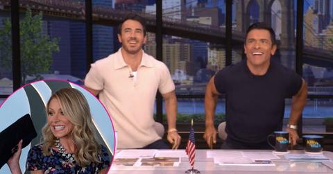 Image of Mark Consuelos told guest co-host Kevin Jonas that his wife Kelly Ripa is recovering from gum graft surgery.