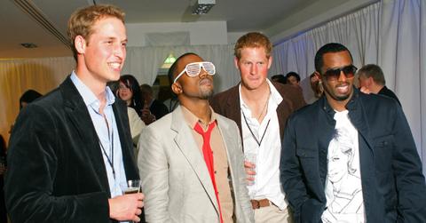 Photo of Prince William, Kanye West, Prince Harry and Sean 'Diddy' Combs.