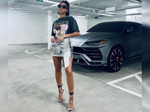 lori harvey prince tshirt outfit instagram style shop