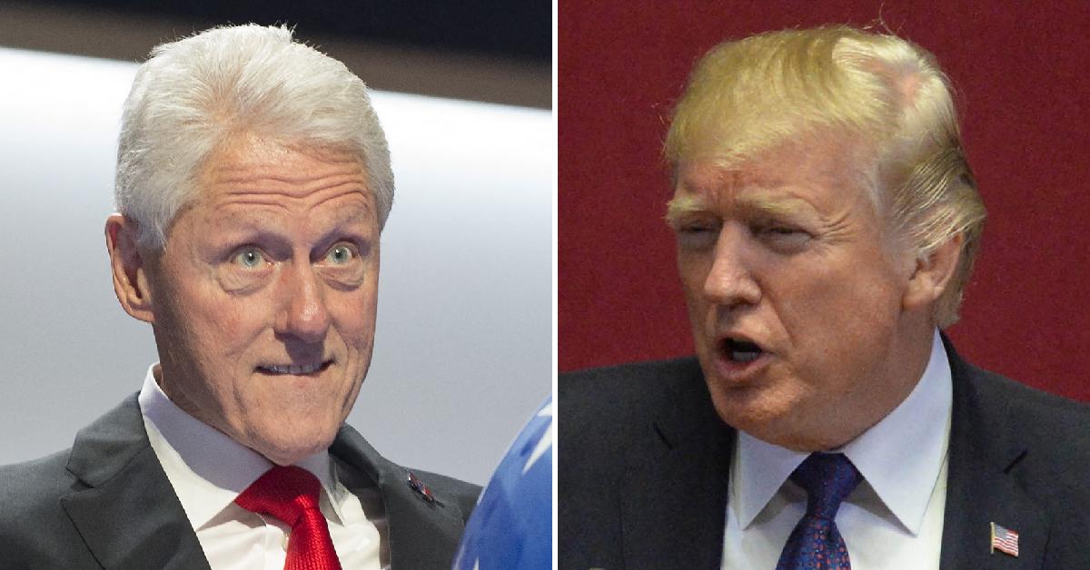 Split photo of Bill Clinton and Donald Trump.