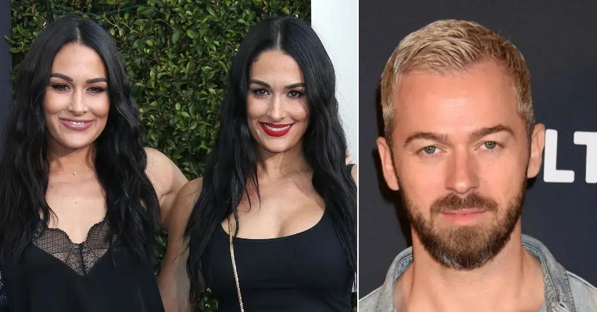 Photo of Nikki and Brie Garcia and picture of Artem Chigvintsev.