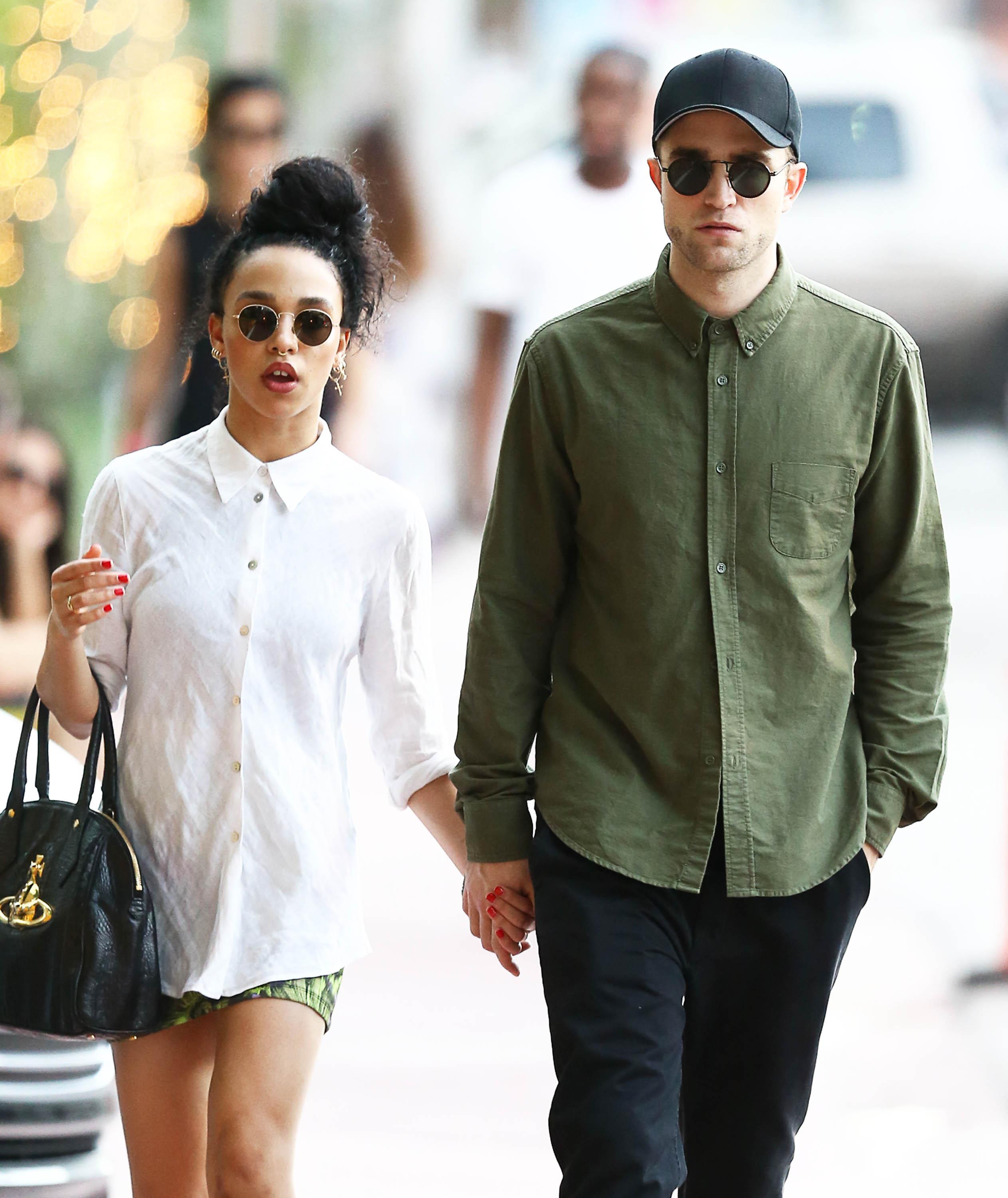 Exclusive&#8230; Robert Pattinson &amp; FKA Twigs Walk Hand In Hand In Miami  &#8211; ADD WEB FEES