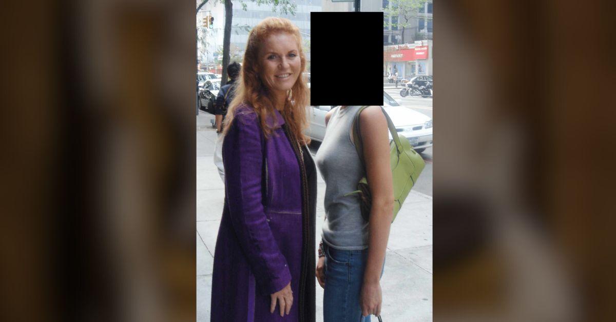 image of An image from the files also shows the ex-Duchess of York smiling with a young woman.