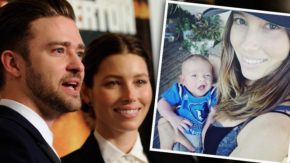 Justin timberlake jessica biel baby first photo face