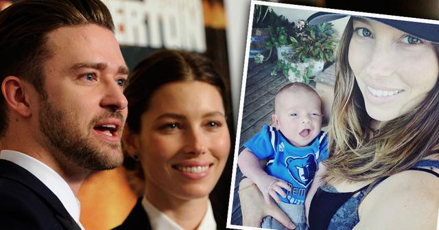 Justin timberlake jessica biel baby first photo face