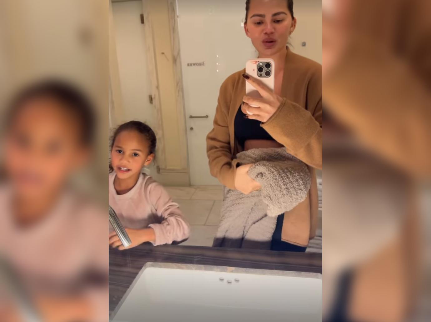 chrissy teigen spends time daughter luna photos