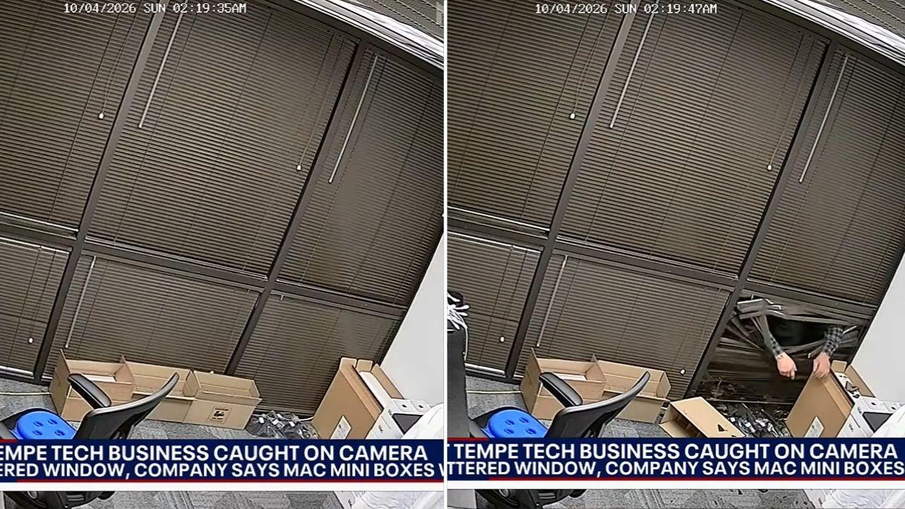 Image of Curran Rose reviewed security footage after a burglar broke into the Tempe tech company.