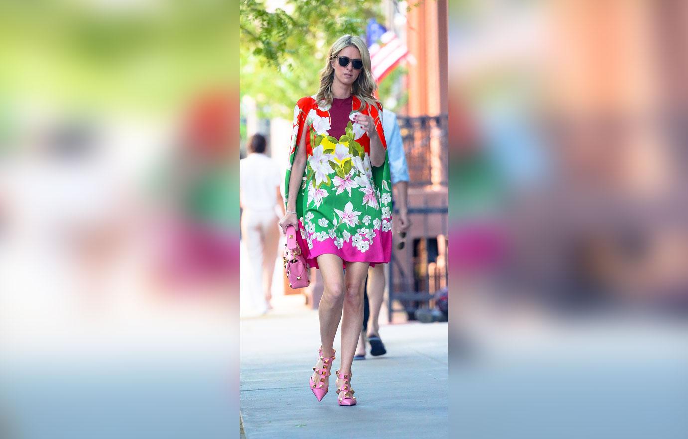 nicky hilton walking around nyc in colorful floral dress