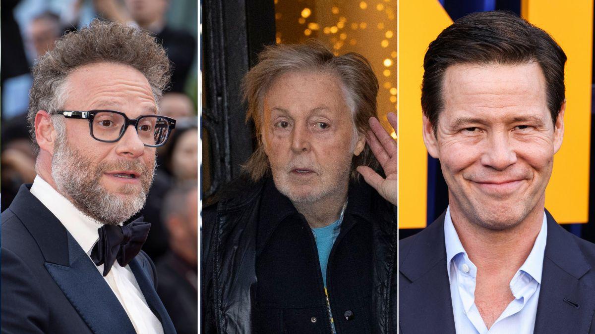 Split photo of Seth Rogen & Paul McCartney & Ike Barinholtz