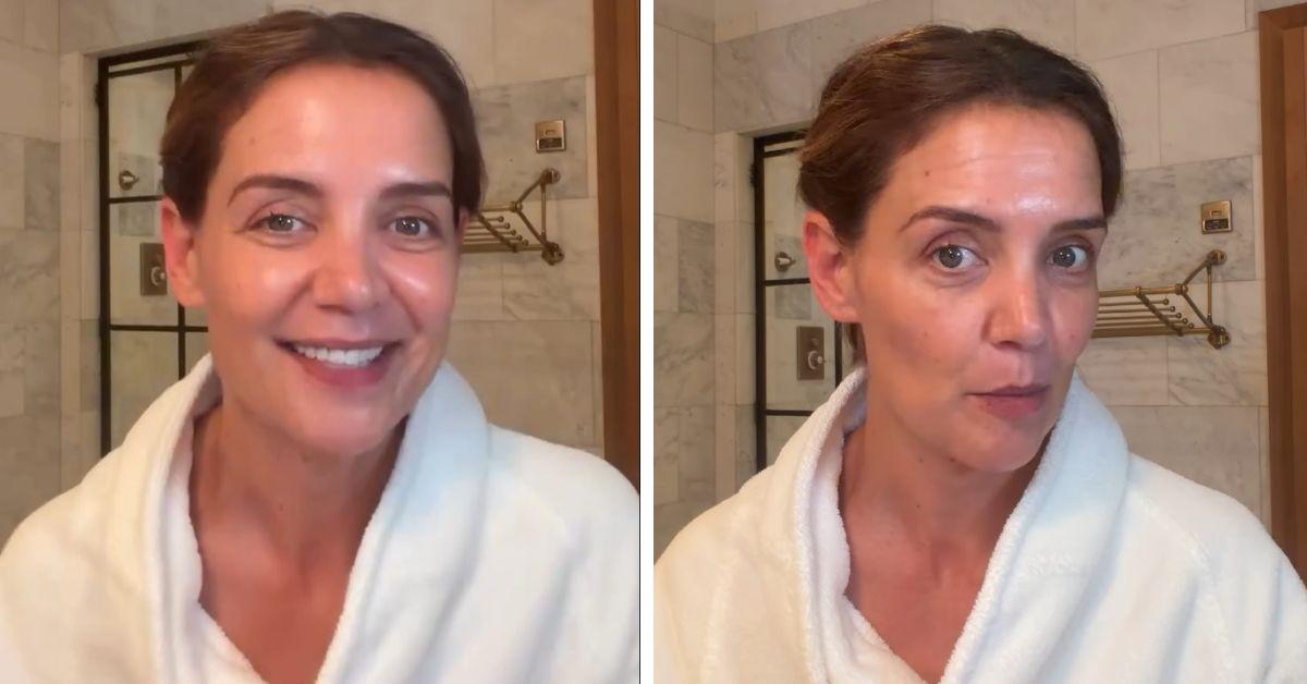 image of Katie Holmes impressed fans after sharing a makeup-free beauty video on Instagram.