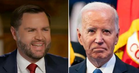 Split photo of J.D. Vance and Joe Biden.