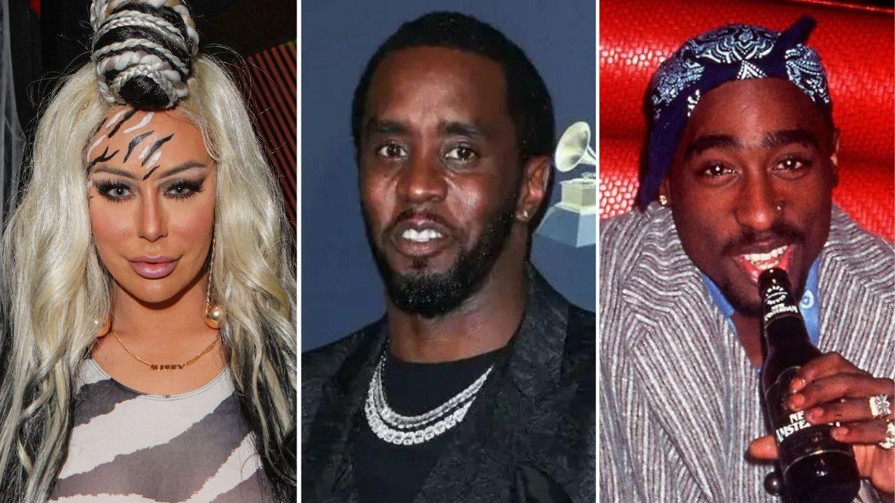Photo of Aubrey O'Day, Sean 'Diddy Combs and Tupac Shakur