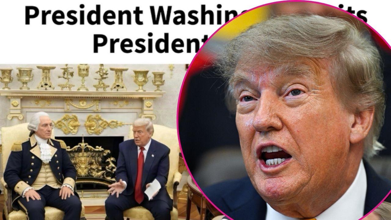 Composite photo of Donald Trump and an AI-generated photo.