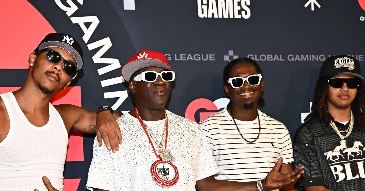 image of Quanah Drayton, Flavor Flav, William Drayton and Karma Drayton attend the Global Gaming League SZN Zero Launch with T-Pain and NE-YO at HyperX Arena at Luxor Hotel & Casino on August 23, 2025 in Las Vegas, Nevada.